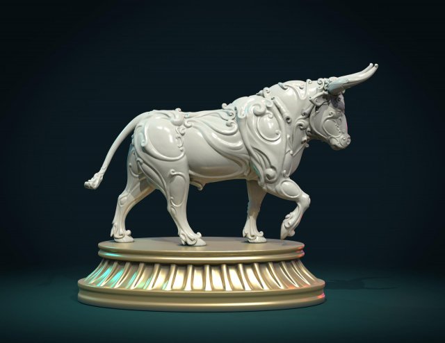ornate bull 3D-printmodel .c4d .max .obj .3ds .fbx .stl .blend 