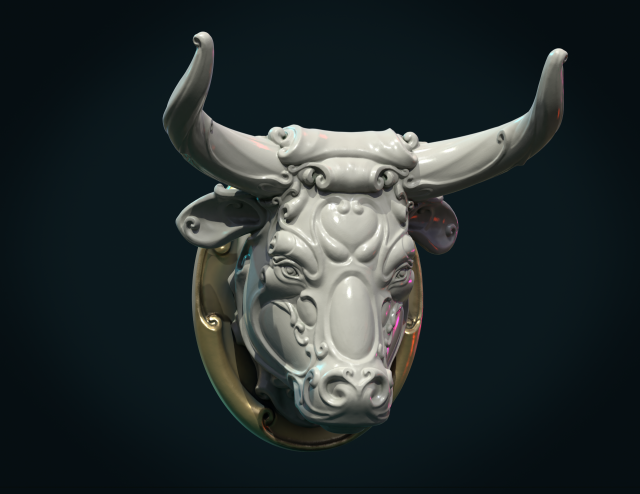 ornate bull head ii 3D 打印模型 .c4d .max .obj .3ds .fbx .stl .blend 