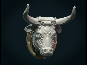 cabe&ccedil;a de touro ornamentada ii Modelo de Impressão 3D