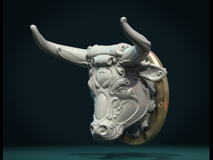 ornate bull head ii 3D 打印模型