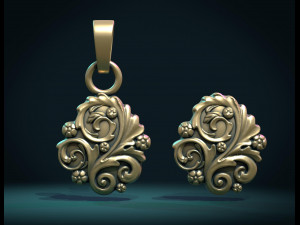 leaves scrolls charm pendant 3D प्रिंट मॉडल