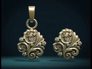 나뭇잎 두루마리 참 펜던트 3D 프린트 모델