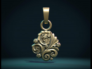 leaves scrolls charm pendant 3D Принт Модель