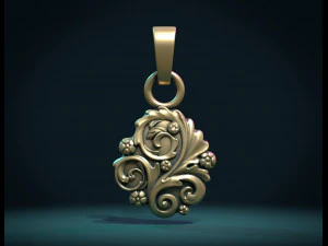 leaves scrolls charm pendant 3D Print Model