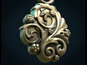 leaves scrolls charm pendant 3D Print Model