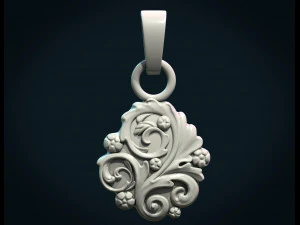 leaves scrolls charm pendant 3D Print Model