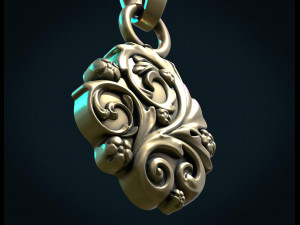 leaves scrolls charm pendant 3D Принт Модель