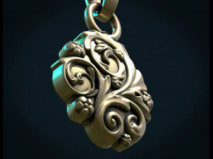 leaves scrolls charm pendant 3D Print Model