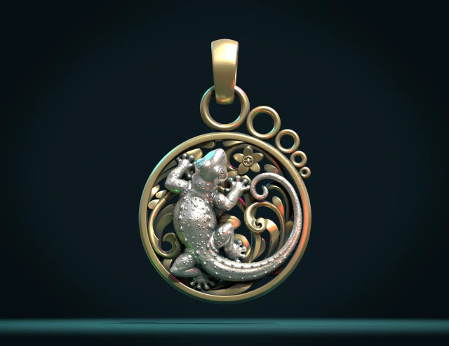 gecko pendant 3D Print Model .c4d .max .obj .3ds .fbx .stl .blend 