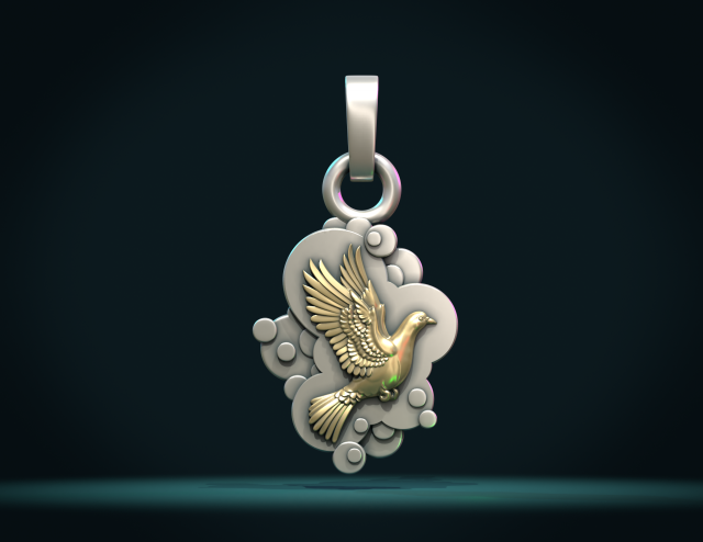 pigeon pendant 3Dプリントモデル .c4d .max .obj .3ds .fbx .stl .blend 