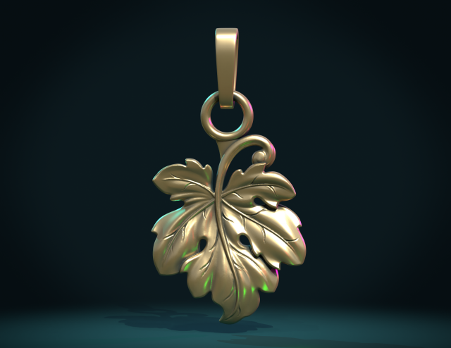 fig leaf charm pendant 3D-printmodel .c4d .max .obj .3ds .fbx .stl .blend 