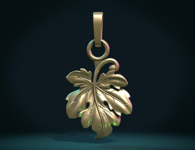 fig leaf charm pendant 3D Print Model .c4d .max .obj .3ds .fbx .stl .blend