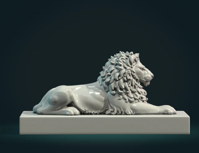 Lion Sculpture 3D Print Model .c4d .max .obj .3ds .fbx .stl .blend
