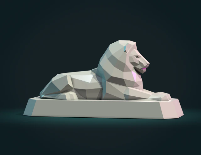 Lion Sculpture LP 3D Print Model .c4d .max .obj .3ds .fbx .stl .blend 