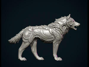 Wolf sculptuur 3D printmodel