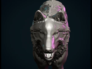 Wolf sculptuur 3D printmodel
