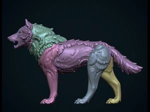 Wolf sculptuur 3D printmodel