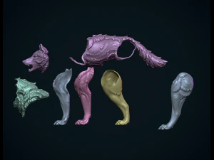 Wolf sculptuur 3D printmodel