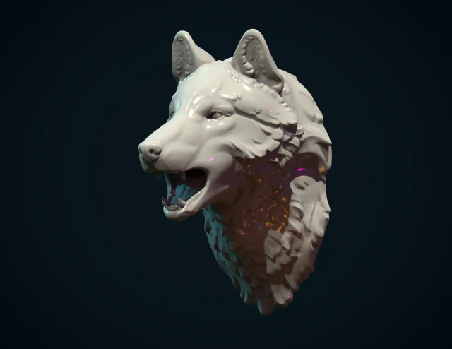 Wolf Head 3D Print Model .c4d .max .obj .3ds .fbx .stl .blend