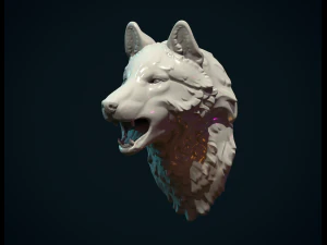 Kepala Serigala Model Cetak 3D