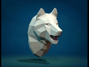 Wolf head low poly 3D Print Model