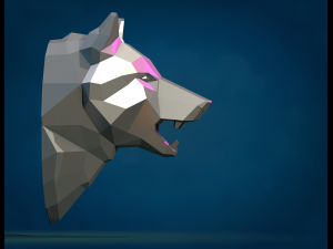 Wolf head low poly 3D Print Model