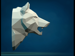 Wolf head low poly 3D Print Model