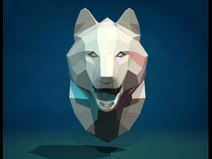 Wolf head low poly 3D Print Model