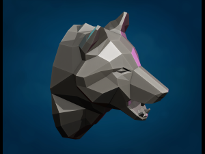 Wolf head low poly 3D Print Model