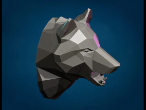 狼头低聚 3D 打印模型