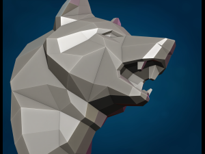Wolf head low poly 3D Print Model