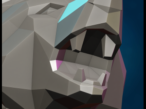 Wolf head low poly 3D Print Model