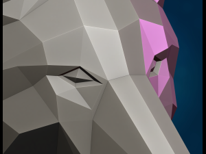 Wolf head low poly 3D Print Model