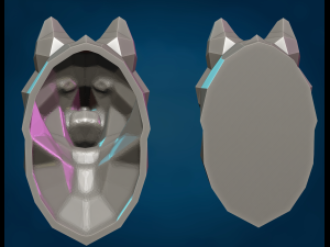 Wolf head low poly 3D Print Model