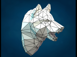 Wolf head low poly 3D Print Model