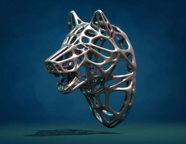 Mesh Wolf head 3D 打印模型 .c4d .max .obj .3ds .fbx .stl .blend 