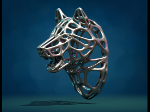 Mesh Wolf head 3D Print Model