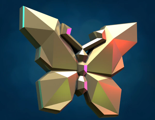 Butterfly Low Poly 3D Print Model .c4d .max .obj .3ds .fbx .stl .blend
