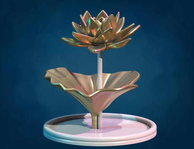 Water Lily Lotus flower 3D प्रिंट मॉडल .c4d .max .obj .3ds .fbx .stl .blend 