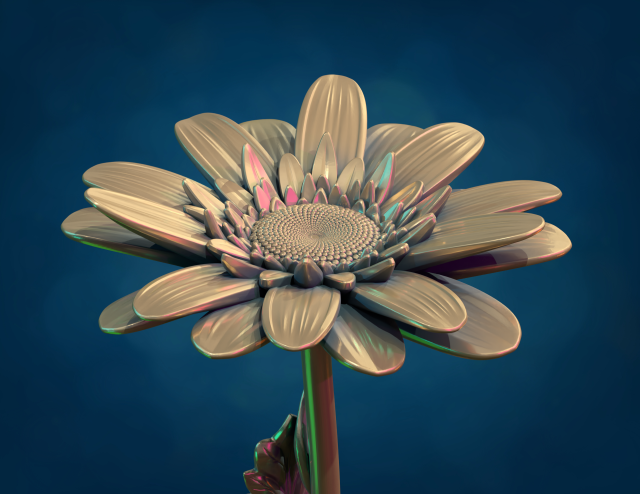 Daisy flower sculpture 3D Baskı Modeli .c4d .max .obj .3ds .fbx .stl .blend 