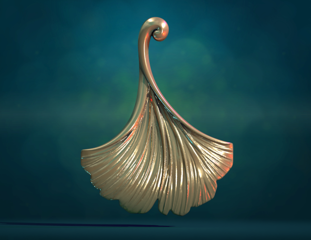 Ginkgo leaf 3Dプリントモデル .c4d .max .obj .3ds .fbx .stl .blend 