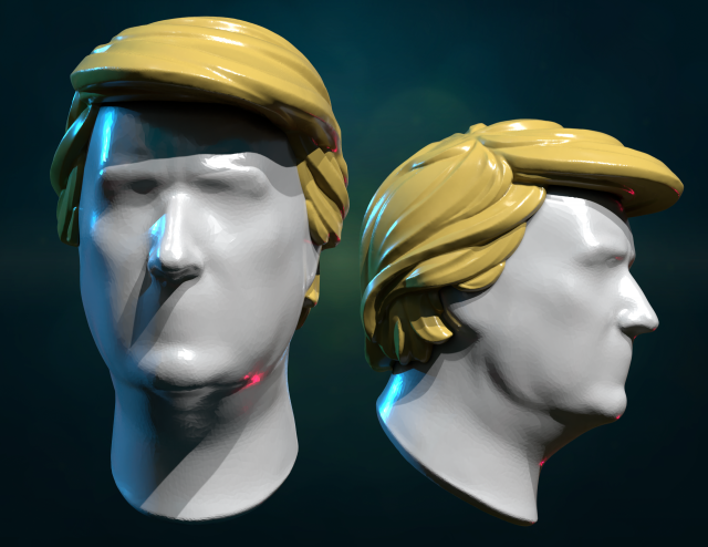 Trump Hair Hairstyle 3D Принт Модель .c4d .max .obj .3ds .fbx .stl .blend 