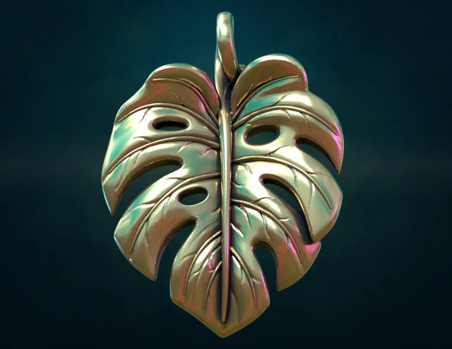 Monstera Pendant 3D Print Model .c4d .max .obj .3ds .fbx .stl .blend 