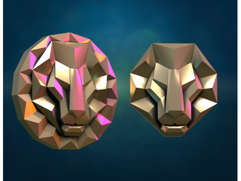 Lion Leo head Modèles 3D en vedette