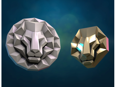 Lion Leo head Modèles 3D en vedette