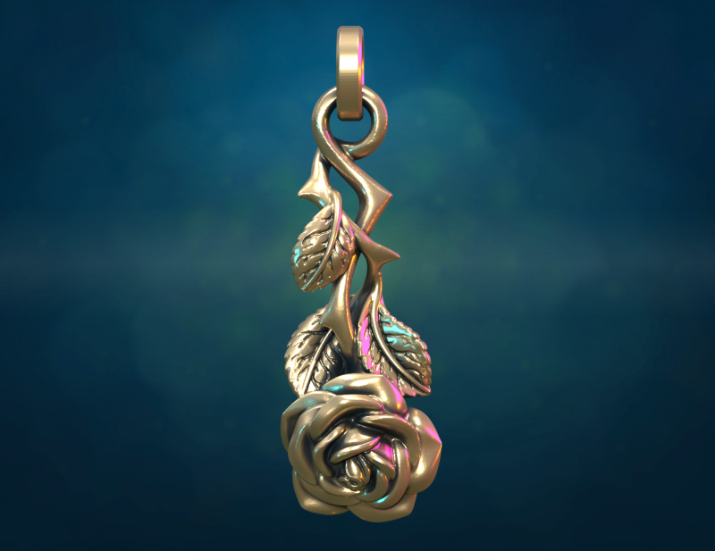 Rose flower pendant Modèles 3D en vedette .c4d .max .obj .3ds .fbx .stl .blend 
