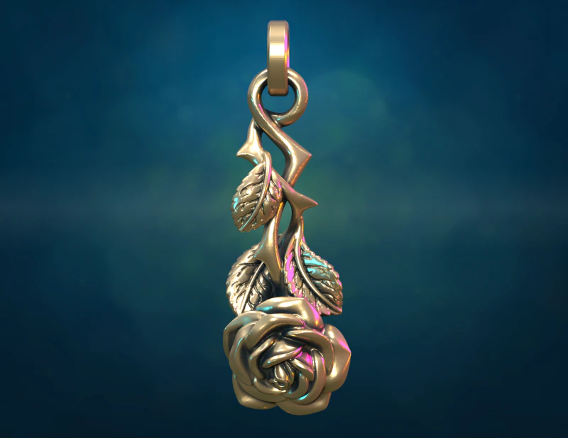 Rose flower pendant 3D Print Model .c4d .max .obj .3ds .fbx .stl .blend 