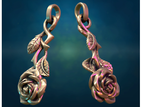 Rose flower pendant Modèles 3D en vedette