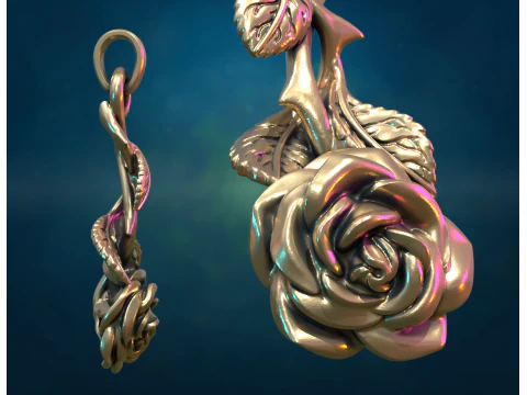 Rose flower pendant 3D Print Model