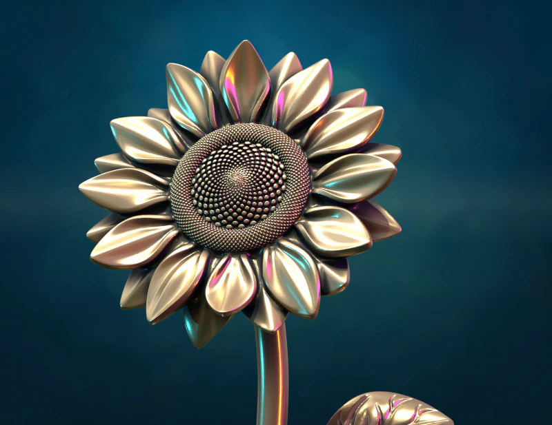 Sun Flower sculpture 3D Print Model .c4d .max .obj .3ds .fbx .stl .blend 